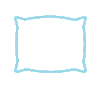 Un petit logo bleueté d'un oreiller